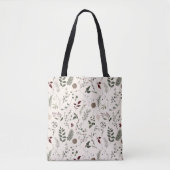 Moderne feestelijke winter Wildflower Kerstmis Tote Bag (Voorkant)