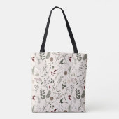 Moderne feestelijke winter Wildflower Kerstmis Tote Bag (Achterkant)
