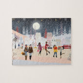 Moderne feestelijke winterkerstdorpen in Feestdage Legpuzzel (Horizontaal)