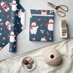 Moderne feestelijke winterpolaire Beren Cadeaupapier
