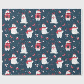 Moderne feestelijke winterpolaire Beren Cadeaupapier (Vlak)