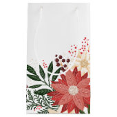 Moderne feestelijke witte poinsettia vakantie klein cadeauzakje (Voorkant)