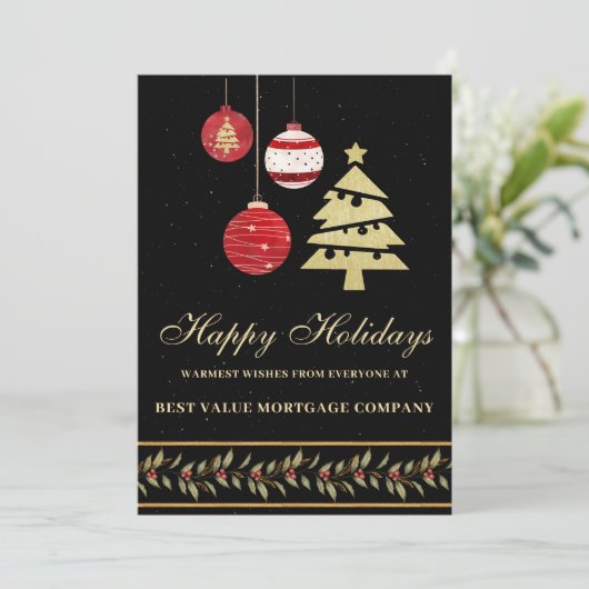 Moderne feestelijke zakelijke Logo QR vakantie Kaa Feestdagenkaart (Staand voorkant)