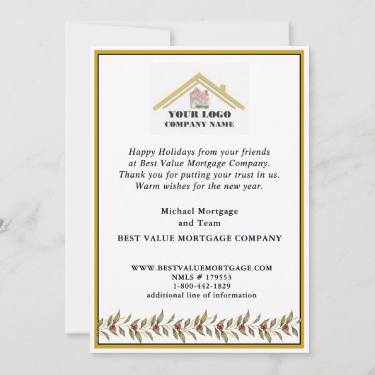 Moderne feestelijke zakelijke Logo QR vakantie Kaa Feestdagenkaart (Achterkant)