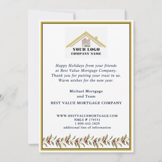 Moderne feestelijke zakelijke Logo vakantie Kaart (Achterkant)