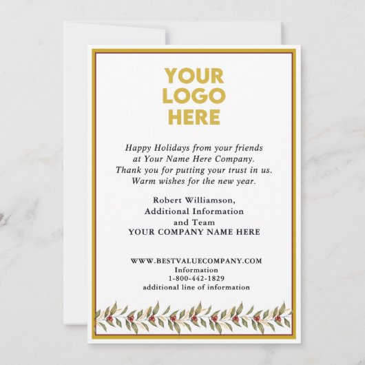 Moderne feestelijke zakelijke Logo vakantie Kaart (Achterkant)