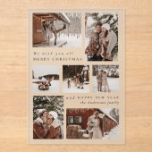 Moderne feestelijke zeven foto collage Kerstmis Acryl Uitnodigingen (Voorkant)