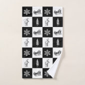 Moderne feestelijke zwart-witte kerst bad handdoek (Handdoek)