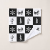 Moderne feestelijke zwart-witte kerst bad handdoek (Wasdoekje)