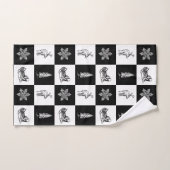 Moderne feestelijke zwart-witte kerst bad handdoek (Handdoek)