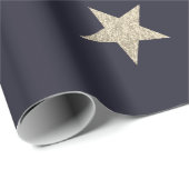 Moderne feestelijke zwarte gouden ster rol cadeaupapier (Rol Hoek)