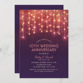 Moderne feestverlichting 10e trouwjubileum kaart (Voorkant / Achterkant)