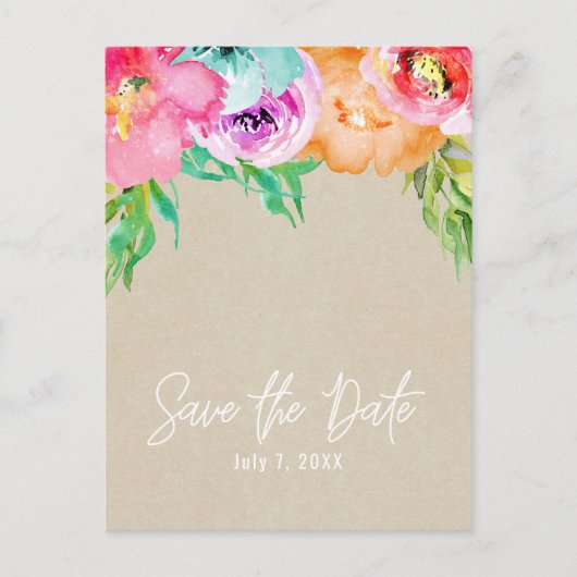 Moderne Fel Bruine Kraft Save the Date Aankondigingskaart (Voorkant)