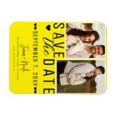 Moderne Felgeel Save the Date 2 Foto Huwelijk Magneet (Horizontaal)