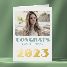 Moderne felicitatie afgestudeerde naam foto  folie wenskaart
