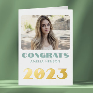 Moderne felicitatie afgestudeerde naam foto folie wenskaart