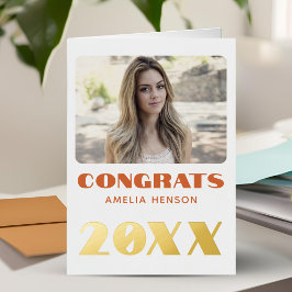 Moderne felicitatie afgestudeerde naam foto folie wenskaart