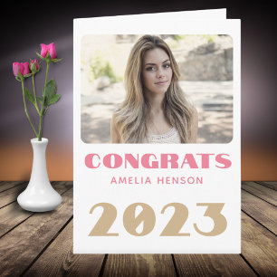 Moderne felicitatie afstudeerder naam foto kaart