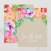 Moderne Felicitatie met Bloemen Bruine Kraft Opsla Aankondigingskaart (Voorkant / Achterkant)