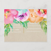 Moderne Felicitatie met Bloemen Bruine Kraft Opsla Aankondigingskaart (Achterkant)