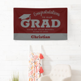 Moderne Felicitaties Afgestudeerd Donker Maroon en Spandoek