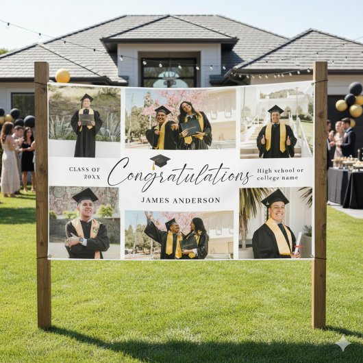 Moderne Felicitaties Afgestudeerde 7 Foto Collage Spandoek