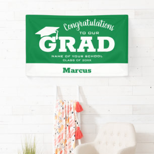 Moderne felicitaties Afstudeerder Green Spandoek