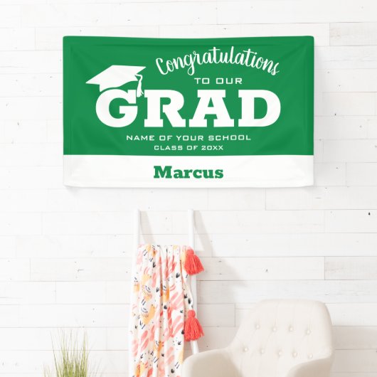 Moderne felicitaties Afstudeerder Green Spandoek (Insitu)