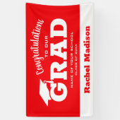 Moderne felicitaties Afstudeerder Rood en Wit Spandoek (Verticaal)