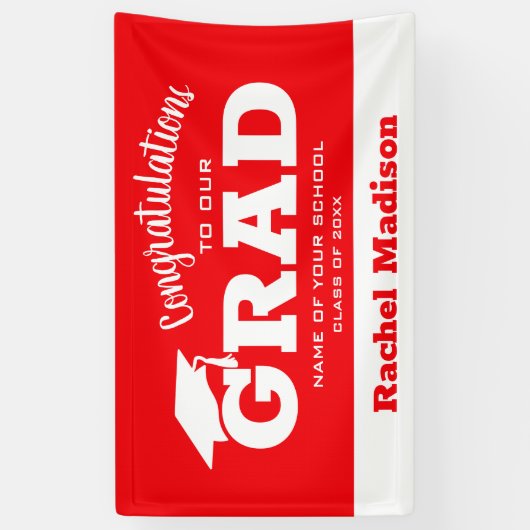 Moderne felicitaties Afstudeerder Rood en Wit Spandoek (Verticaal)