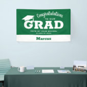Moderne felicitaties Afstudeerder White voor groen Spandoek (Beurs)