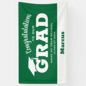 Moderne felicitaties Afstudeerder White voor groen Spandoek (Verticaal)