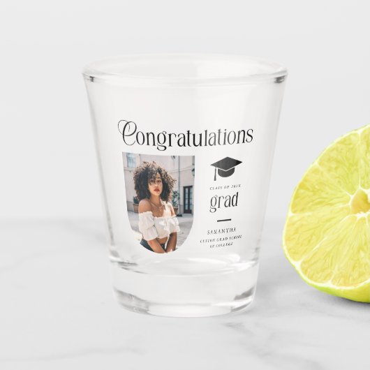 Moderne Felicitaties Afstudeerfoto Afstudeerboog Shot Glas (Voorkant)