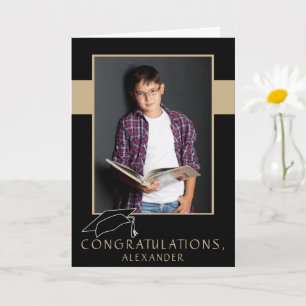 Moderne Felicitaties Afstudeerhoed Afstudeerfoto Kaart