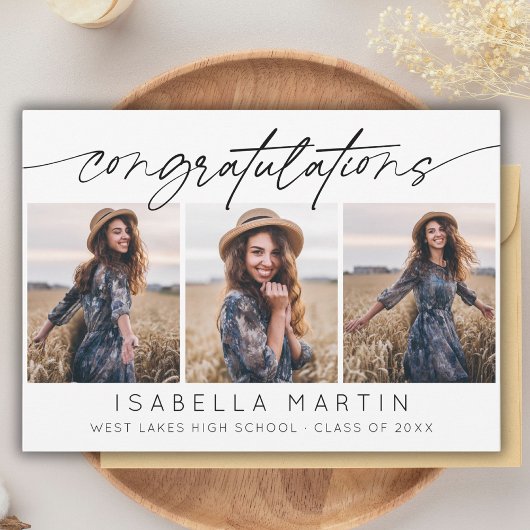Moderne Felicitaties Afstuderen 3 Foto Script  Kaart