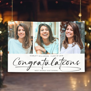 Moderne felicitaties Afstuderen 3 Fotocollage Spandoek