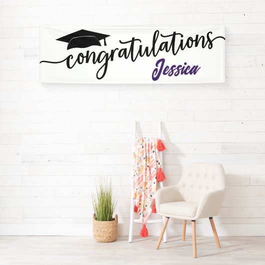 Moderne felicitaties Eenvoudig Afstuderen Spandoek (Insitu)