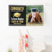 Moderne felicitaties! Goud 2025 Afstuderen Foto Spandoek (Insitu)