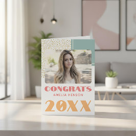 Moderne Felicitaties Goud Glitter Afstudeerfoto Kaart