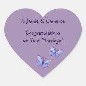 Moderne Felicitaties Met Je Huwelijk Violet Hart Sticker (Voorkant)