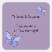 Moderne Felicitaties Met Je Huwelijk Violet Vierkante Sticker (Voorkant)