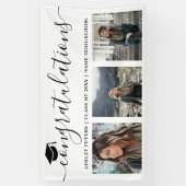 Moderne felicitaties script 3 foto's zwart wit spandoek (Verticaal)