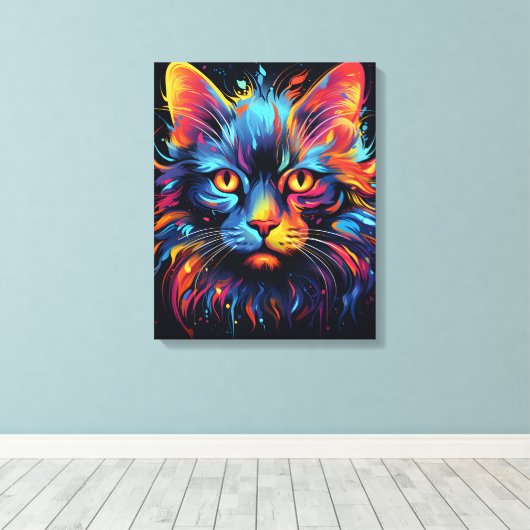 Moderne Feline Artwork Canvas Afdruk (Insitu (Houten vloer))