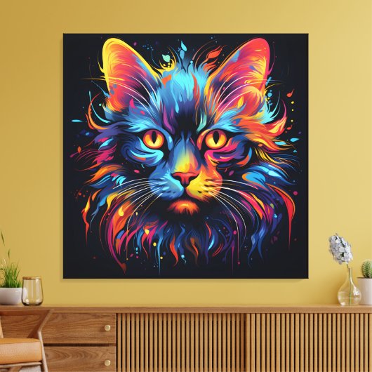 Moderne Feline Artwork Canvas Afdruk (Insitu (Woonkamer))