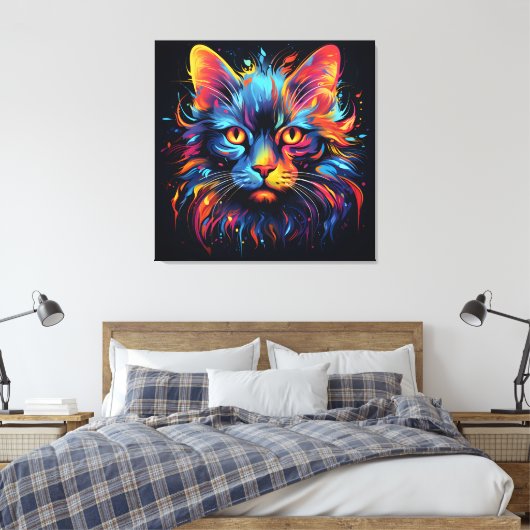 Moderne Feline Artwork Canvas Afdruk (Insitu (Slaapkamer))