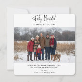 Moderne Feliz Navidad Familiefoto Kerstrood Feestdagenkaart (Voorkant)