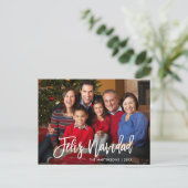 Moderne Feliz Navidad Family Foto van penseelscrip Briefkaart (Staand voorkant)