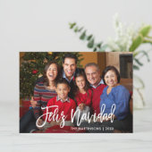 Moderne Feliz Navidad Family Foto van penseelscrip Feestdagenkaart (Staand voorkant)