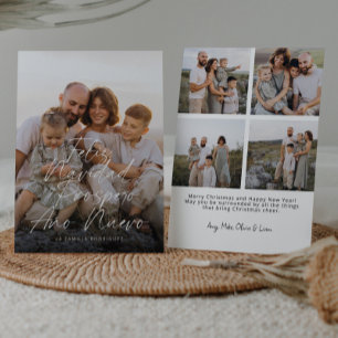 Moderne Feliz Navidad Full Photo Script Kerstmis Feestdagenkaart