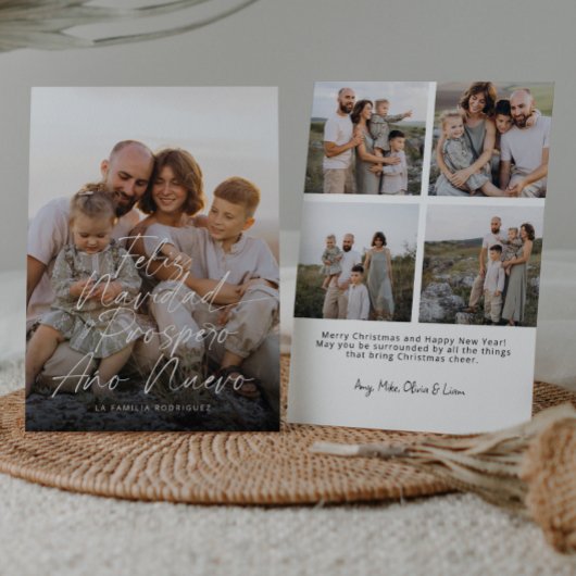 Moderne Feliz Navidad Full Photo Script Kerstmis Feestdagenkaart